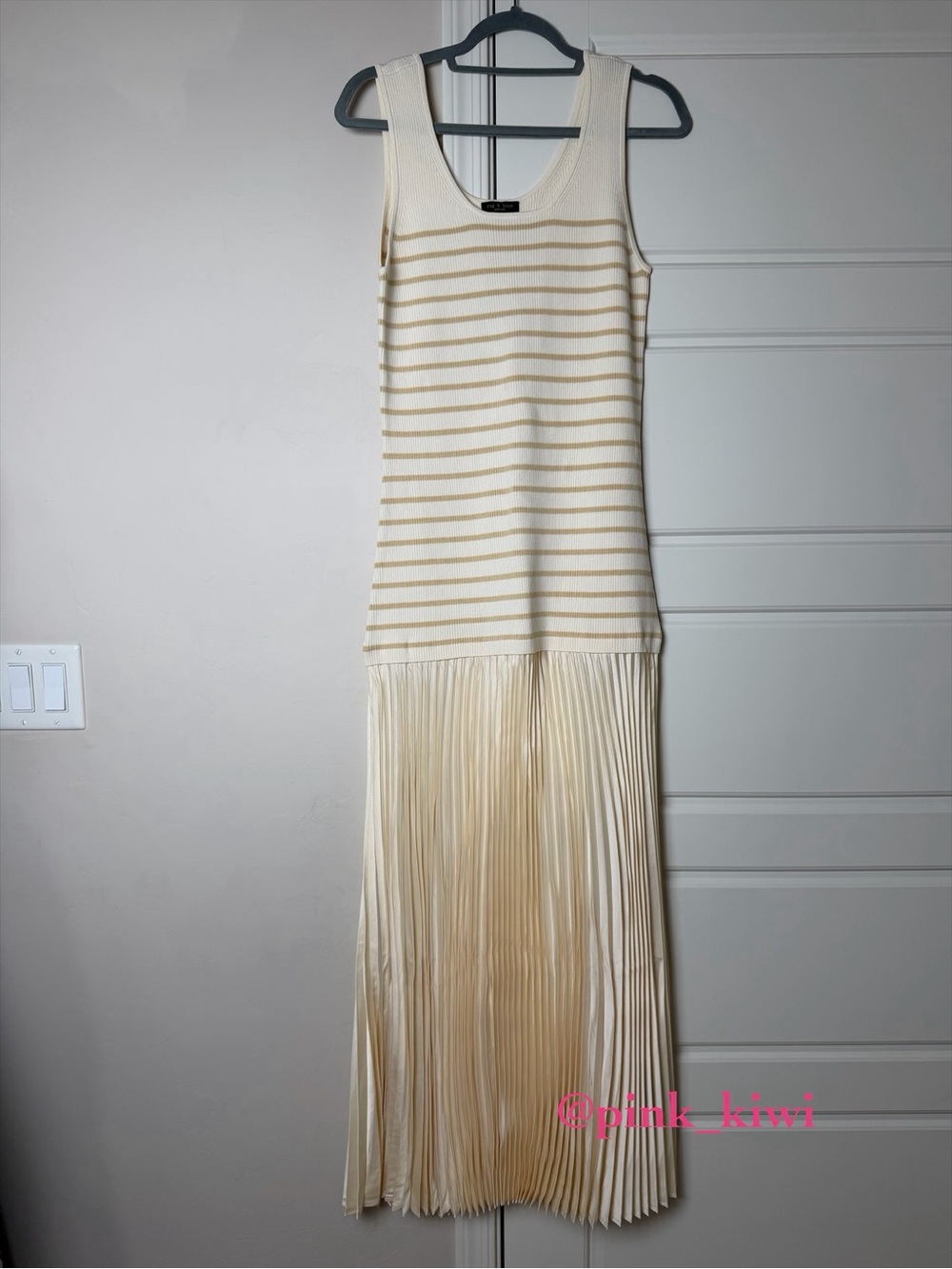 Rag & Bone Millie Mixed Media Ivory Striped Tank Dress - Picture 12 of 14